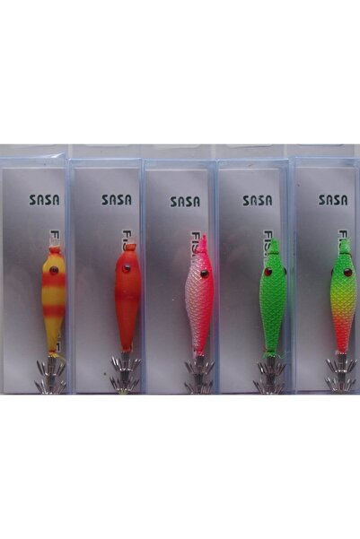 SASA 5'li Set Yumuşak Silikon Fosforlu Kalamar Zokası 5 cm 4 gr