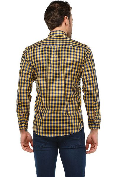 Varetta Ανδρικό μακρυμάνικο πουκάμισο με καρό Navy Blue Slim Fit χωρίς τσέπη