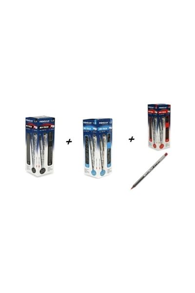 Pensan My-tech 0.7mm Ballpoint Pen Blue 25 Pieces+black 25 Pieces +red 25 Pieces - 75 Pieces