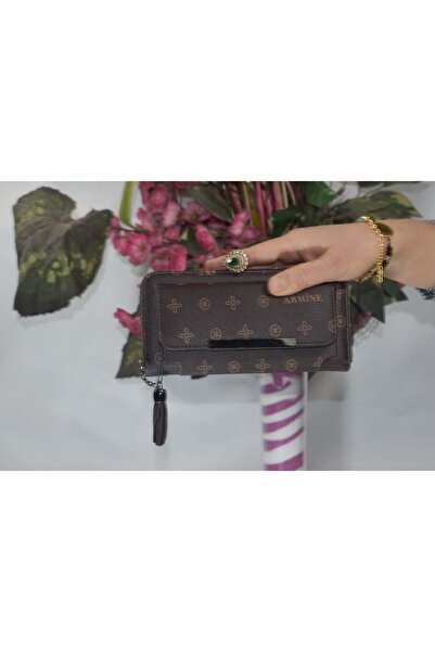 Armine C 07 Kadın Baskılı Küçük Boy El Çanta&cüzdan - Kahve - Tek Ebat