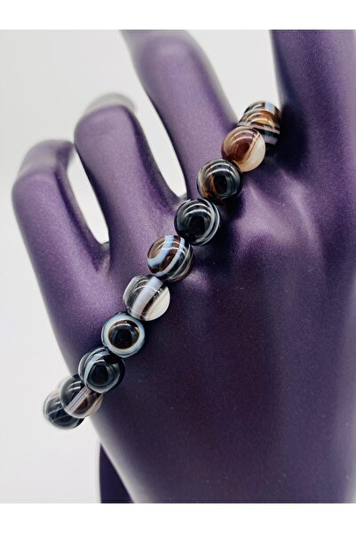 bedahşan سوار من الحجر الطبيعي العقيق الأسود 8 ملم