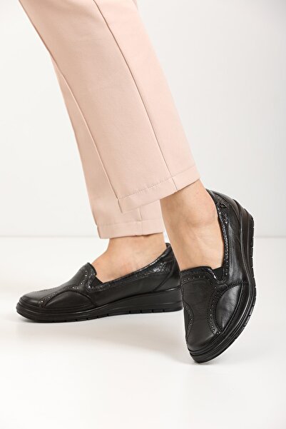 Forelli Ortopedik Taban Gerçek Deri Günlük Kadın Ayakkabı Rahat Taban Anne Yü...