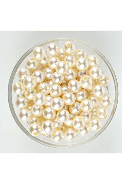 yfhobi 25 gram - 10 Mm Krem Renk Inci Boncuk, Plastik Inci Boncuk, ( 40 Adet )