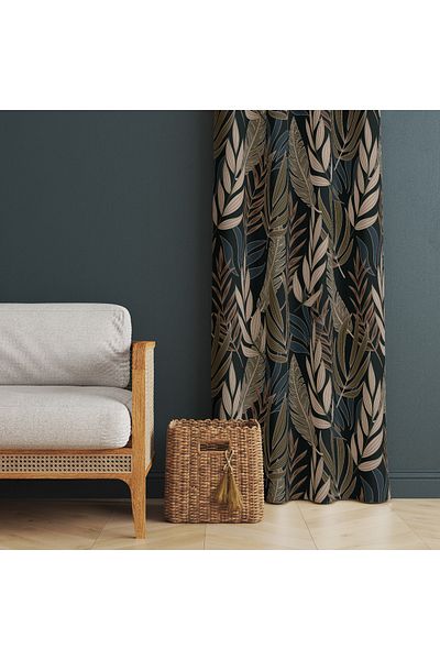 MUN HOME Ψηφιακή τυπωμένη κουρτίνα σκηνικού 140 x 260 cm - Μονόφυλλη, με διπλωμένες άκρες και ραμμένες