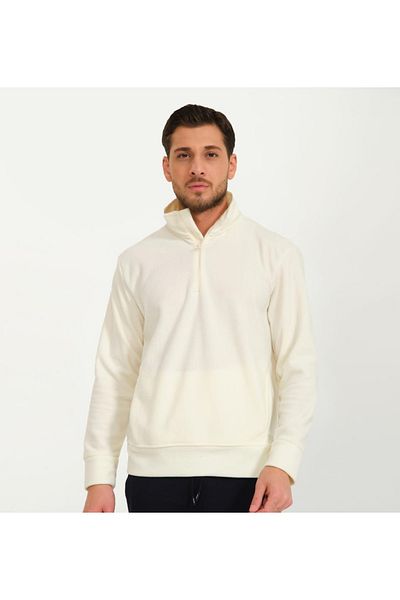Nors Vanir Basic Half Zipper Fleece Sweatshirt Ecru