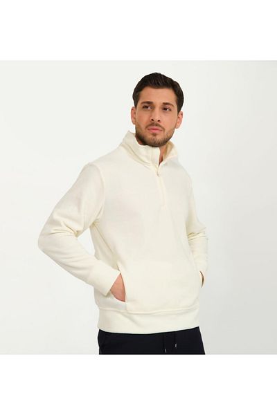 Nors Vanir Basic Half Zipper Fleece Sweatshirt Ecru