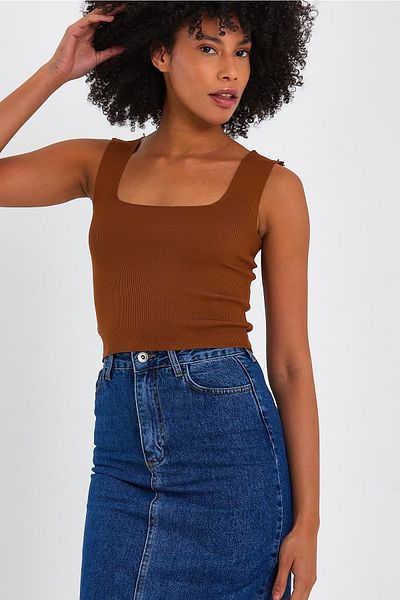 ALEXANDERGARDI Square Collar Crop Tank Top (a90779-s)