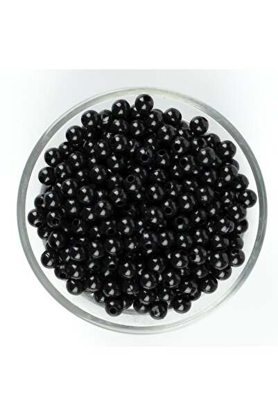 yfhobi 25 Gram - 6 Mm, Siyah Renkli, Yuvarlak Takı Ve Süs Boncuğu, 1.kalite ( 25gr - 215-225 Adet Arası )