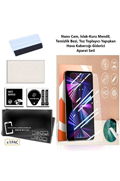 TEKNETSTORE Ipad Pro 11 Inç M2 Nano Temperli Esnek Ekran Koruyucu Kırılmaz Cam Seti 4. Nesil 2022