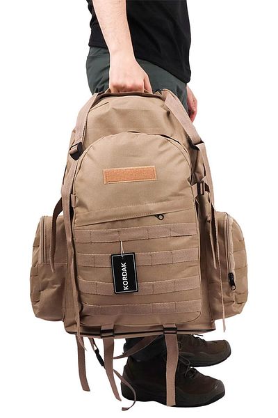 KORDAK Outdoor Large Beige 75 Lt Camping Vacation Backpack - Mountaineer Bag