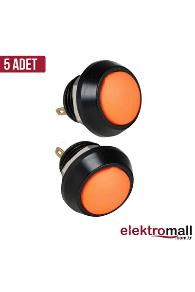ELEKTROMALL Pbs-33b Push Buton 12mm Turuncu Mantar Buton 5 Adet