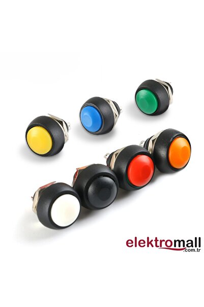 ELEKTROMALL Pbs-33b Push Buton 12mm Turuncu Mantar Buton 5 Adet