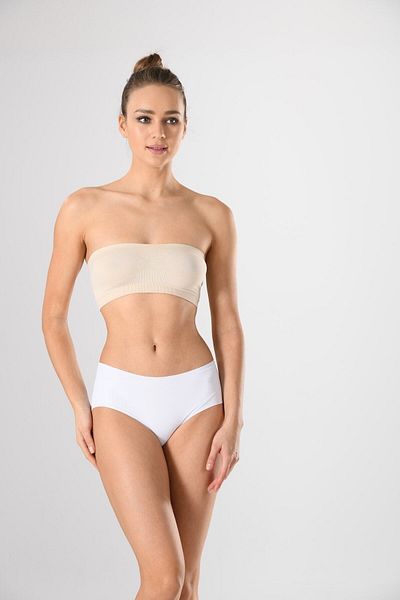 Miss Fit 12596 Women's White Laser Cut Non-Marking Silicone Knitted Slip Panties