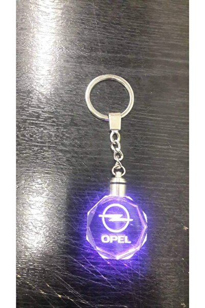Genel Markalar Opel Marka 7 Renk Yanan Led Işıklı 3d Kristal Araba Anahtarlık Yedek Pil Hediye