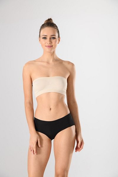 Miss Fit 12597 Chiloți negri pentru femei, tăiați cu laser, fără urme, cu laturi largi, fără sudură