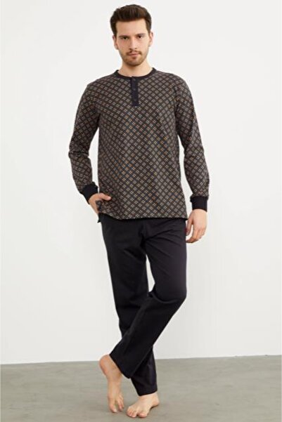 Sementa Patterned Button Collar Men's Pajama Set 84348