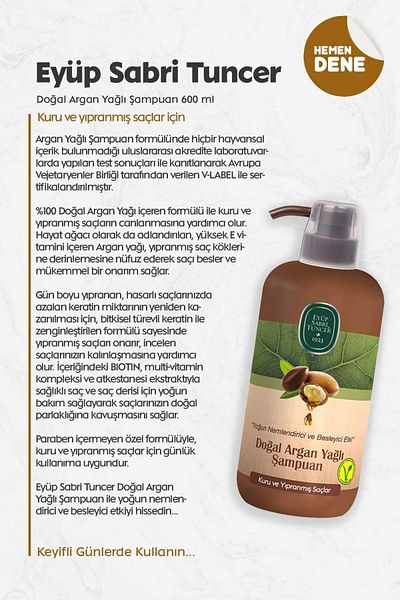 Eyüp Sabri Tuncer 600 ml Natural Argan Oil Shampoo
