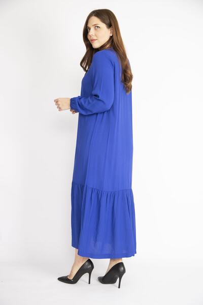 Şans Nagy méretű női zsákok, szőtt viszkóz szövetből, elöl gombos szoknya réteges hosszú ujjú ruha 65n34266