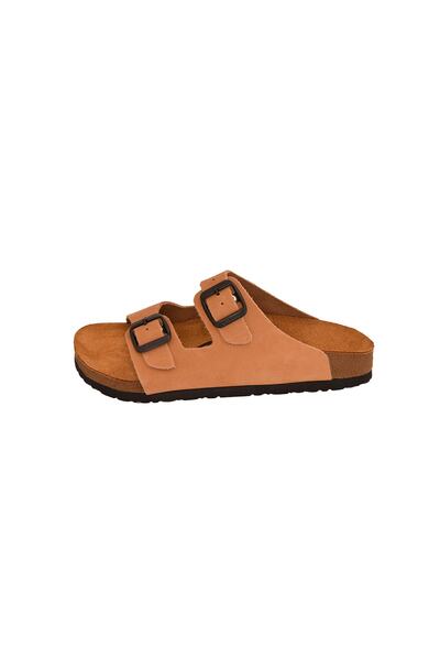 Moosefield Hakiki Deri Unisex Eskitme Taba Nubuk Terlik