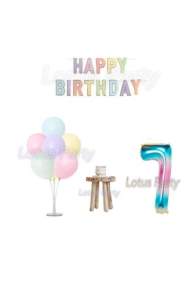 LOTUS PARTY Σετ γενεθλίων 7 ετών Minimal Μπαλόνι Βάση Αριθμός Φύλλο Μπαλόνι Μακαρόν Χρώμα Μπαλόνι Ευτυχισμένα γενέθλια
