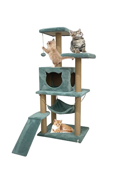 Nursoft S9 Kedi Tırmalama Ve Oyun Evi- Turkuaz