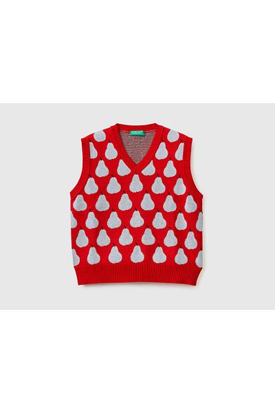 United Colors of Benetton Boy's Mix Fruit Patterned Knitwear Sweater Red Mix