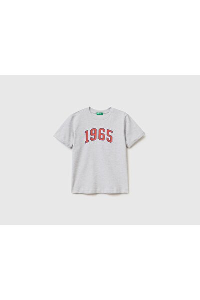 United Colors of Benetton Tricou cu imprimeu cu apă Gri deschis pentru băiat ...