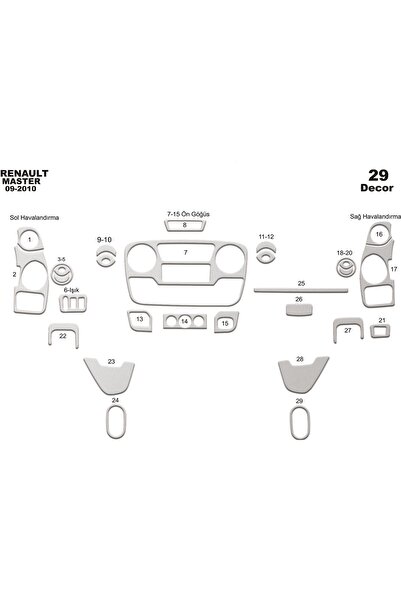 meriç cockpit design ميريتش ®   رينو ماستر توربيدو امامي مطلي الومنيوم 29 قطع...