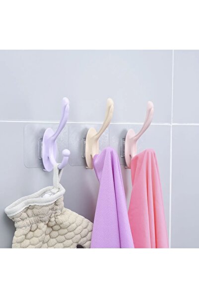 TİNEKE Yapışkanlı Tek Kancalı Renkli Banyo Mutfak Askısı Çok Amaçlı Bardak Fi...