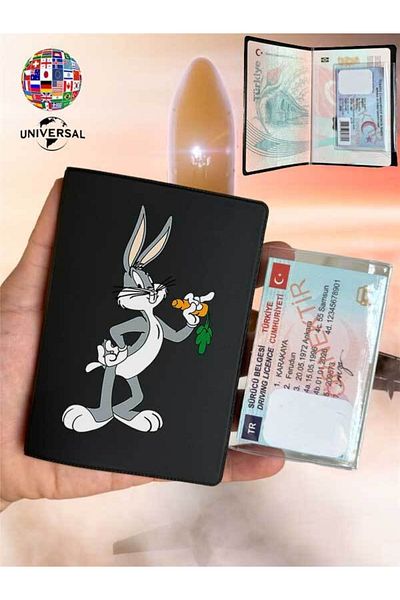 Cekuonline Bugsbunny Patterned Smooth Surface Leather Passport Cover Case Suitable for All Country Passports