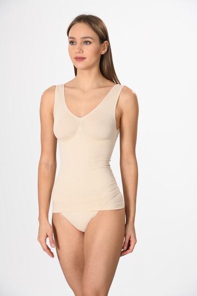 Miss Fit 16428 Women's Black Seamless V-Neck Gathering Ribbed Athlete Corset Knitted Seamless