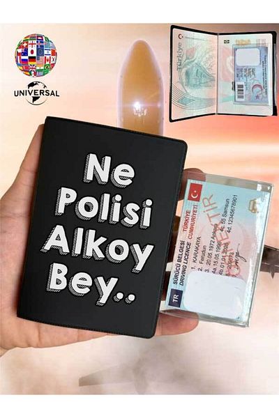 Cekuonline Ne Police Patterned Leather Passport Cover Case Suitable for All Country Passports