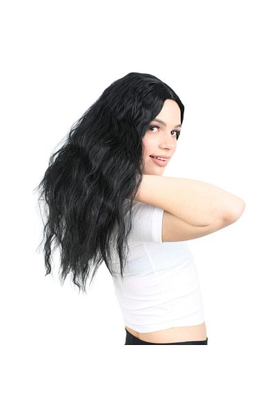 KONAK PERUK Black Long Fiber Synthetic Wig - Fluffy Wavy