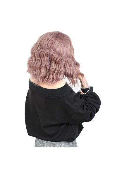 KONAK PERUK Dried Rose Fiber Synthetic Rivetless Short Wavy Wig