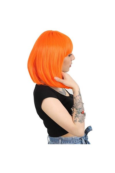 KONAK PERUK Orange Fiber Synthetic Blunt Bangs Wig
