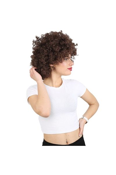 KONAK PERUK حفلة الرسوم المتحركة البنية وشعر مستعار المهرج