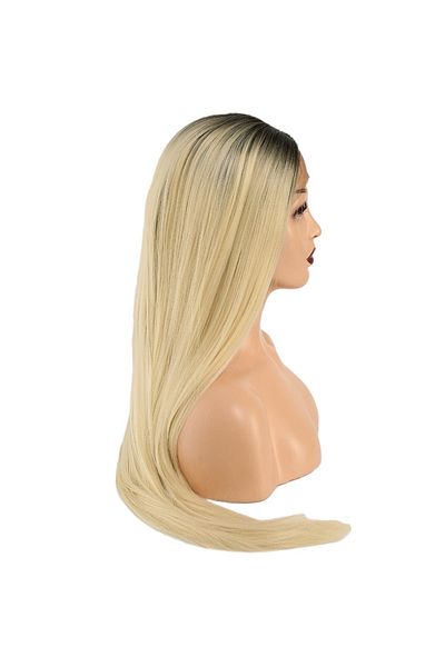 KONAK PERUK Black Platinum Ombreli Fiber Synthetic Long Tulle Wig