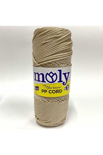 Moly Μπεζ πολυεστέρας μακραμέ - σχοινί ανοιχτό (100 γρ.)