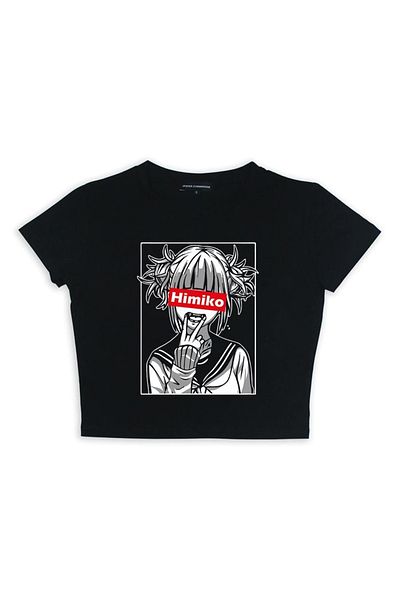 Touz Himiko Toga Portrait Printed - Blunt Blunt Black Crop Top