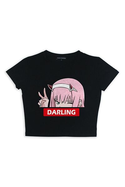 Touz Zero Two Darling Printed Black Crop - zolid ρούχα