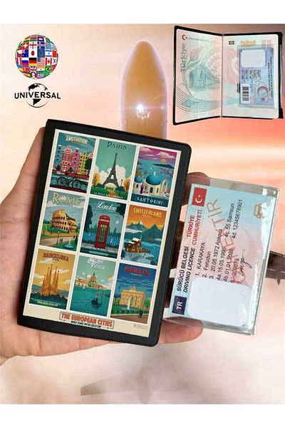 Cekuonline European Patterned Leather Passport Cover Case Suitable for All Country Passports