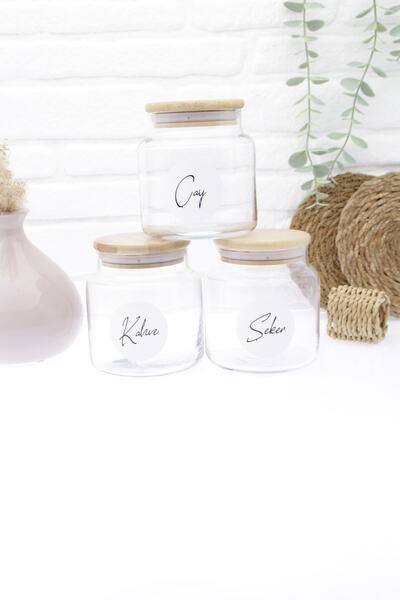 zezedesing Bambu Kapaklı Cam Çay-kahve-şeker Saklama Kavanozu 500ml