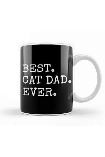 Baskı Dükkanı كوب بورسلين زجاجي من Best Cat Dad Ever 01