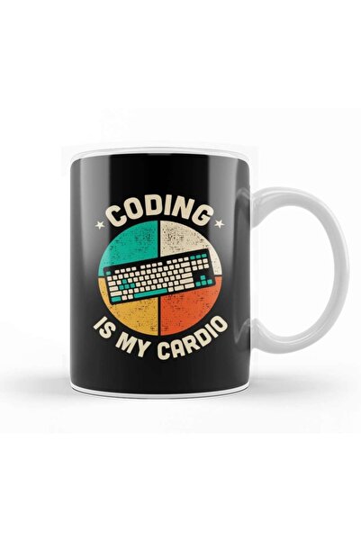 Baskı Dükkanı كوب Coding Is My Cardio Fitness Gym Workout للرجال S 03 كوب زجا...