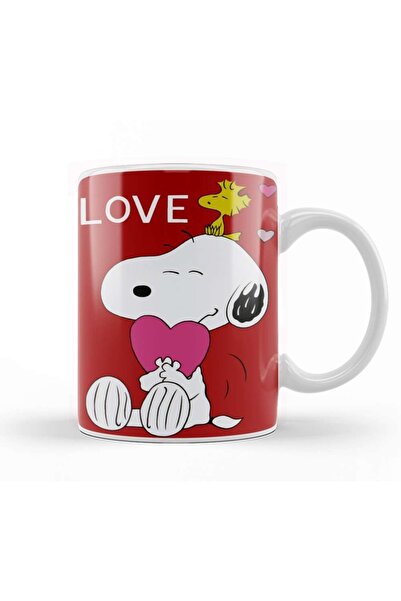 Baskı Dükkanı Snoopy Peanuts I Love You 02 Kupa Bardak Porselen