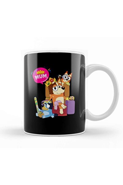 Baskı Dükkanı Bluey Mom Dad Funny Queen For Family Lover Mug Cup Porcelain