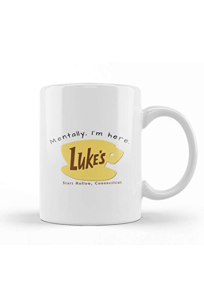 Baskı Dükkanı عقليا أنا هنا Lukes Diner مج زجاجي من البورسلين