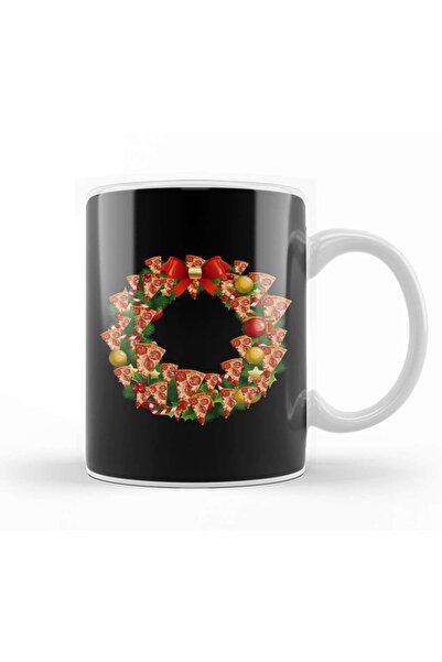 Baskı Dükkanı كوب بورسلين لإكليل عيد الميلاد متعدد الأوجه للبيتزا