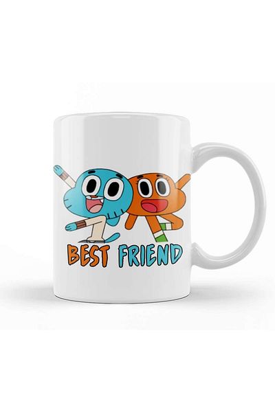 Baskı Dükkanı كوب بورسلين لطيف مطبوع عليه Gumball & Darwin Best Friends