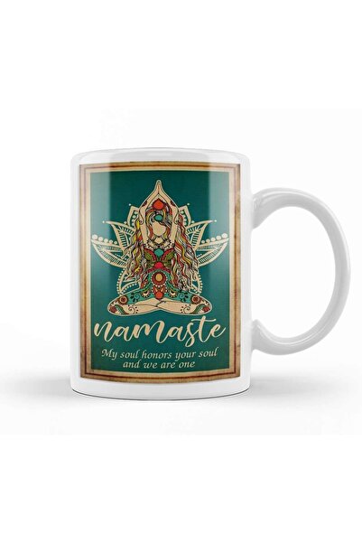 Baskı Dükkanı كوب يوجا ناماستي للتأمل مصنوع من البورسلين